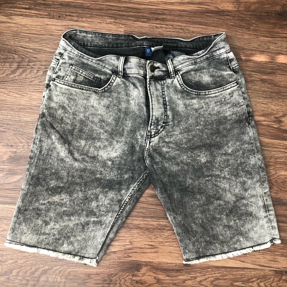 H&M Men's Black Acid Washed Denim Shorts